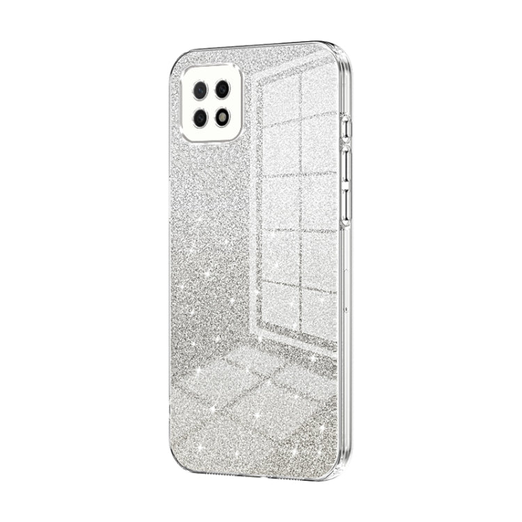 For OPPO A72 5G / A73 5G Gradient Glitter Powder Electroplated Phone Case(Transparent) by buy2fix
