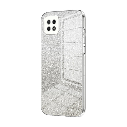 For OPPO A72 5G / A73 5G Gradient Glitter Powder Electroplated Phone Case(Transparent) by buy2fix