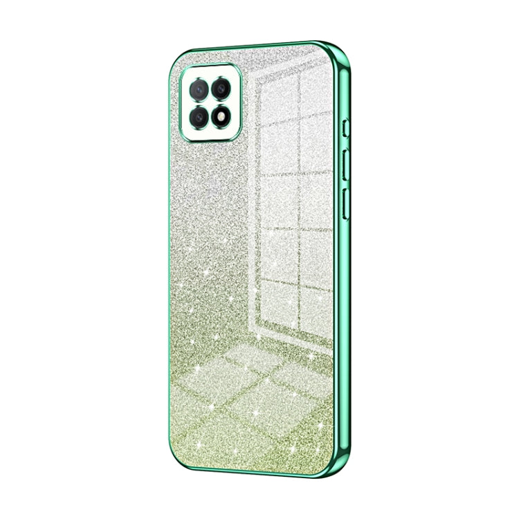 For OPPO A72 5G / A73 5G Gradient Glitter Powder Electroplated Phone Case(Green) by buy2fix