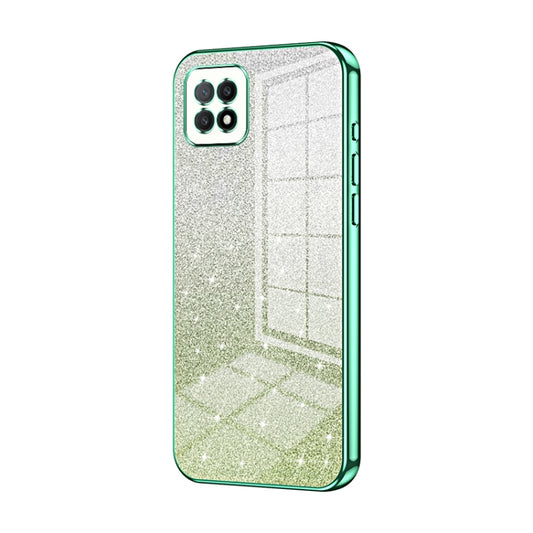 For OPPO A72 5G / A73 5G Gradient Glitter Powder Electroplated Phone Case(Green) by buy2fix