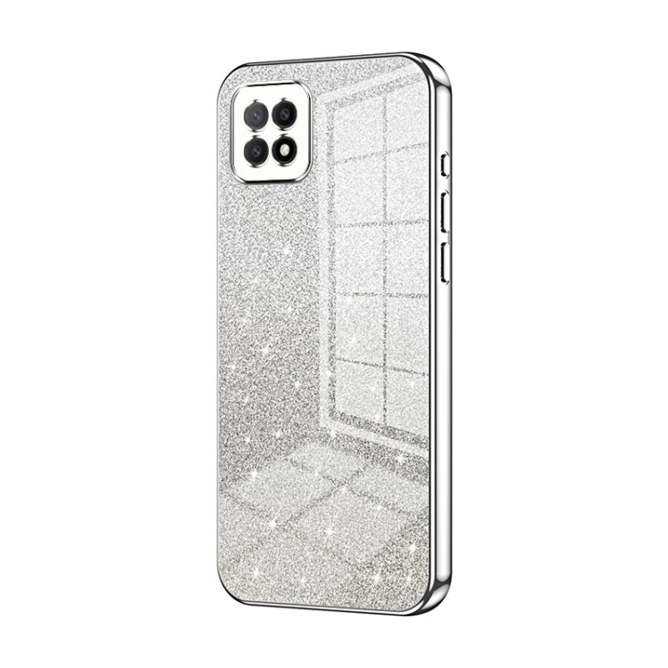 For OPPO A72 5G / A73 5G Gradient Glitter Powder Electroplated Phone Case(Silver) by buy2fix