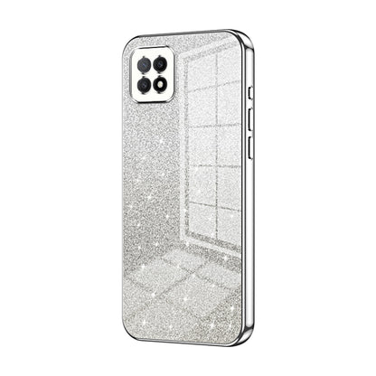 For OPPO A72 5G / A73 5G Gradient Glitter Powder Electroplated Phone Case(Silver) by buy2fix