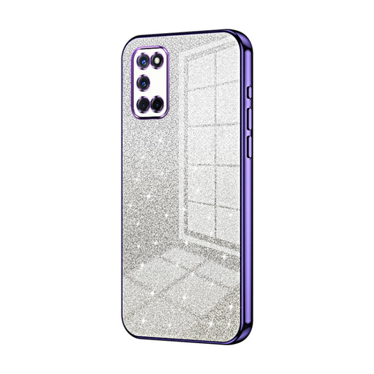 For OPPO A52 / A72 / A92 Gradient Glitter Powder Electroplated Phone Case(Purple) by buy2fix