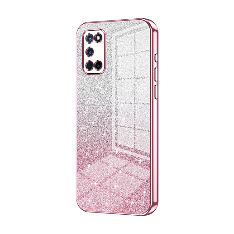 For OPPO A52 / A72 / A92 Gradient Glitter Powder Electroplated Phone Case(Pink) by buy2fix