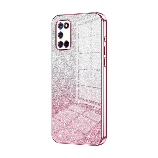 For OPPO A52 / A72 / A92 Gradient Glitter Powder Electroplated Phone Case(Pink) by buy2fix