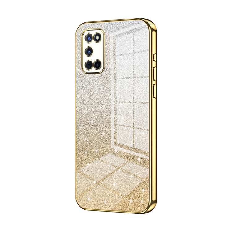 For OPPO A52 / A72 / A92 Gradient Glitter Powder Electroplated Phone Case(Gold) by buy2fix