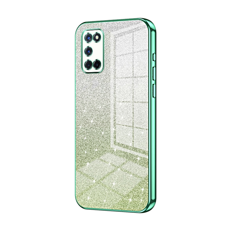 For OPPO A52 / A72 / A92 Gradient Glitter Powder Electroplated Phone Case(Green) by buy2fix