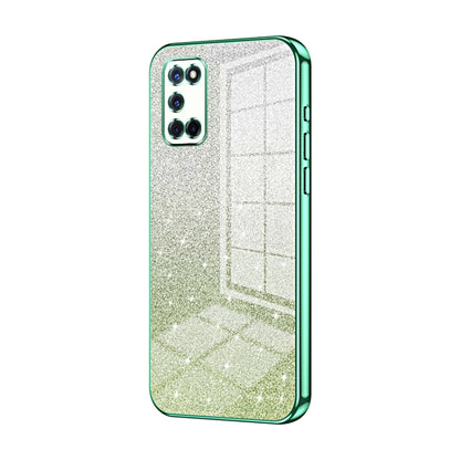 For OPPO A52 / A72 / A92 Gradient Glitter Powder Electroplated Phone Case(Green) by buy2fix