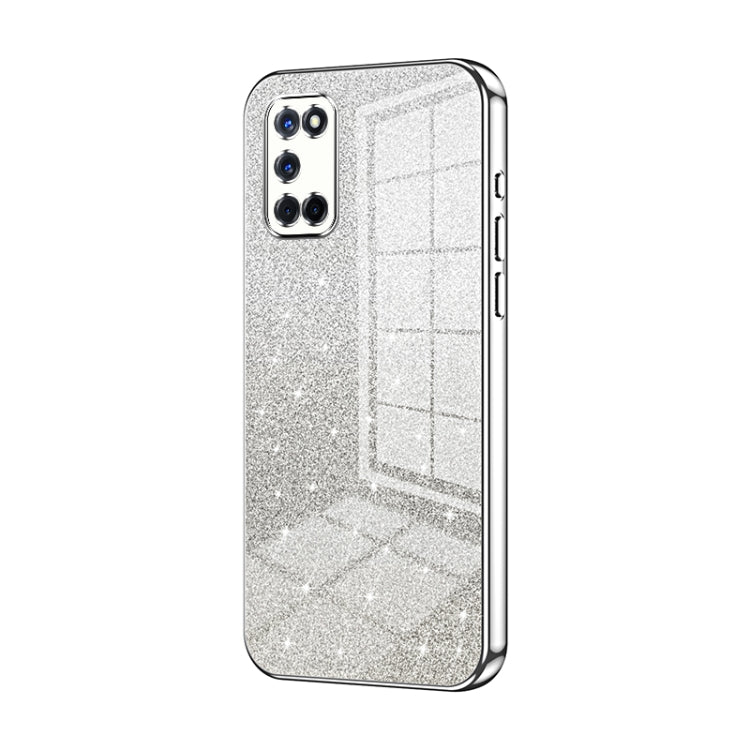 For OPPO A52 / A72 / A92 Gradient Glitter Powder Electroplated Phone Case(Silver) by buy2fix
