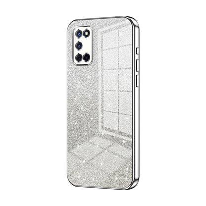 For OPPO A52 / A72 / A92 Gradient Glitter Powder Electroplated Phone Case(Silver) by buy2fix
