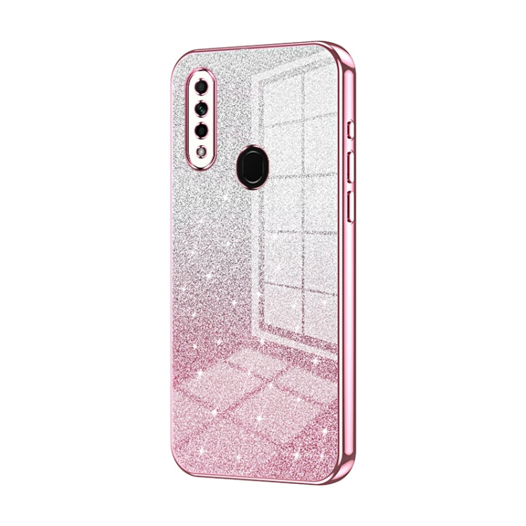 For OPPO A8 / A31 2020 Gradient Glitter Powder Electroplated Phone Case(Pink) by buy2fix