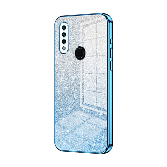 For OPPO A8 / A31 2020 Gradient Glitter Powder Electroplated Phone Case(Blue) by buy2fix