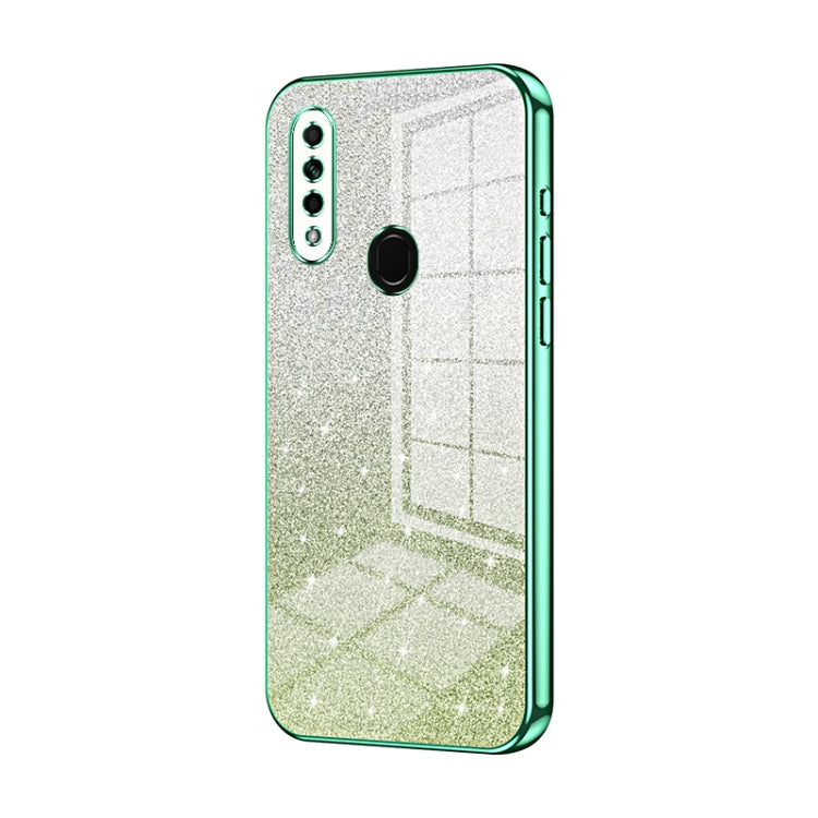 For OPPO A8 / A31 2020 Gradient Glitter Powder Electroplated Phone Case(Green) by buy2fix