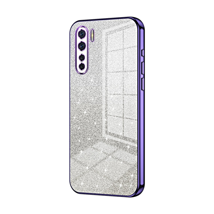 For OPPO A91 Gradient Glitter Powder Electroplated Phone Case(Purple) by buy2fix
