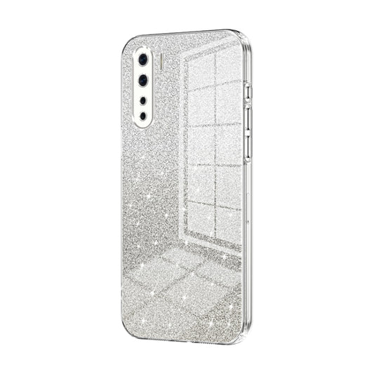 For OPPO A91 Gradient Glitter Powder Electroplated Phone Case(Transparent) by buy2fix