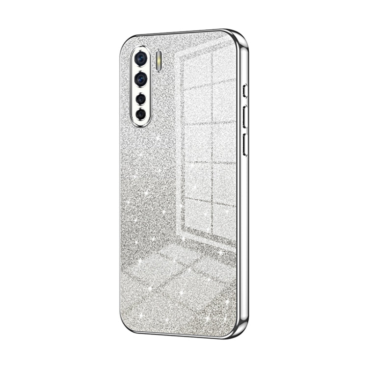 For OPPO A91 Gradient Glitter Powder Electroplated Phone Case(Silver) by buy2fix