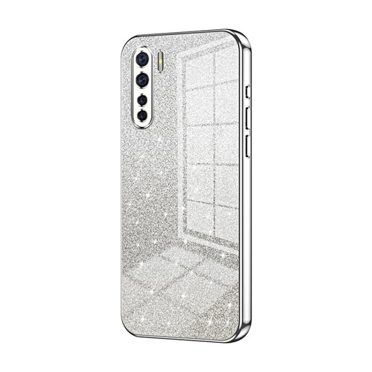 For OPPO A91 Gradient Glitter Powder Electroplated Phone Case(Silver) by buy2fix