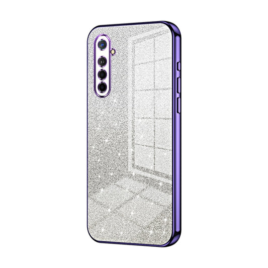For OPPO K5 / Realme XT/XT 730G Gradient Glitter Powder Electroplated Phone Case(Purple) by buy2fix