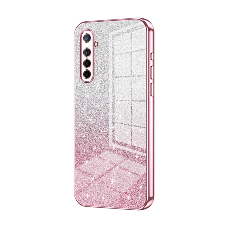 For OPPO K5 / Realme XT/XT 730G Gradient Glitter Powder Electroplated Phone Case(Pink) by buy2fix