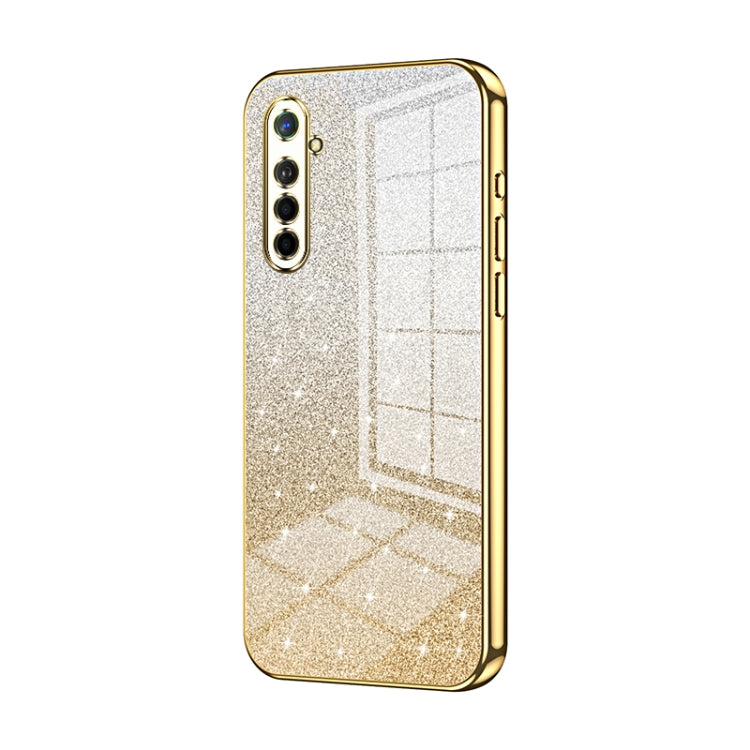 For OPPO K5 / Realme XT/XT 730G Gradient Glitter Powder Electroplated Phone Case(Gold) by buy2fix