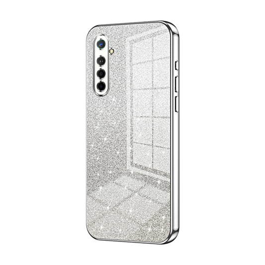 For OPPO K5 / Realme XT/XT 730G Gradient Glitter Powder Electroplated Phone Case(Silver) by buy2fix