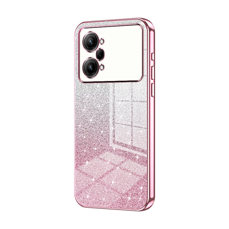 For OPPO K10 Pro Gradient Glitter Powder Electroplated Phone Case(Pink) by buy2fix