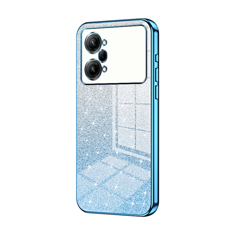 For OPPO K10 Pro Gradient Glitter Powder Electroplated Phone Case(Blue) by buy2fix