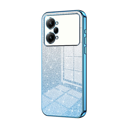 For OPPO K10 Pro Gradient Glitter Powder Electroplated Phone Case(Blue) by buy2fix