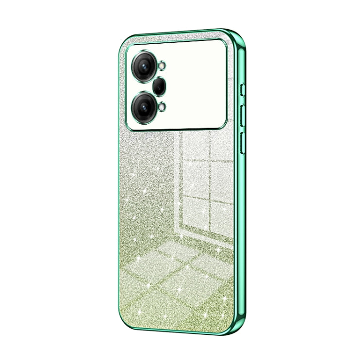 For OPPO K10 Pro Gradient Glitter Powder Electroplated Phone Case(Green) by buy2fix