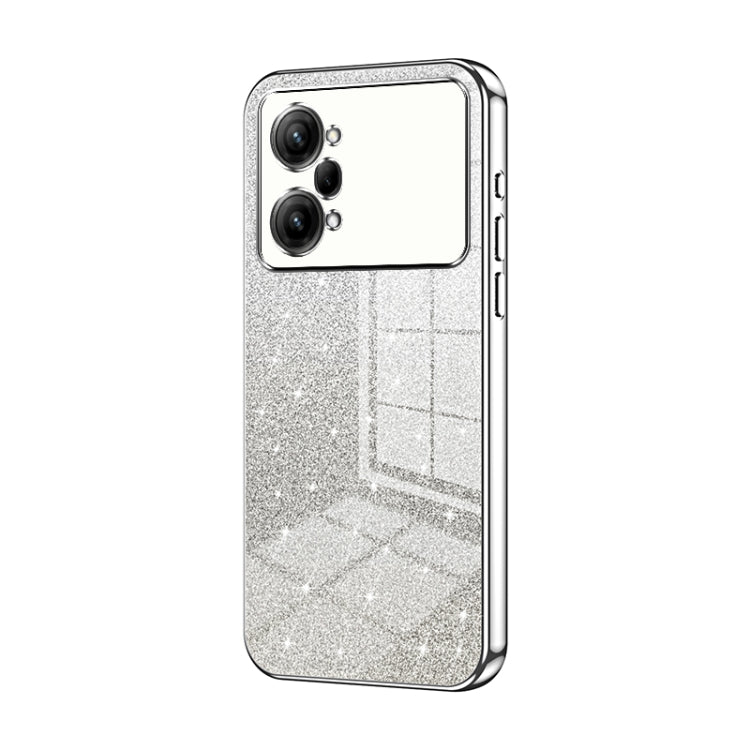 For OPPO K10 Pro Gradient Glitter Powder Electroplated Phone Case(Silver) by buy2fix