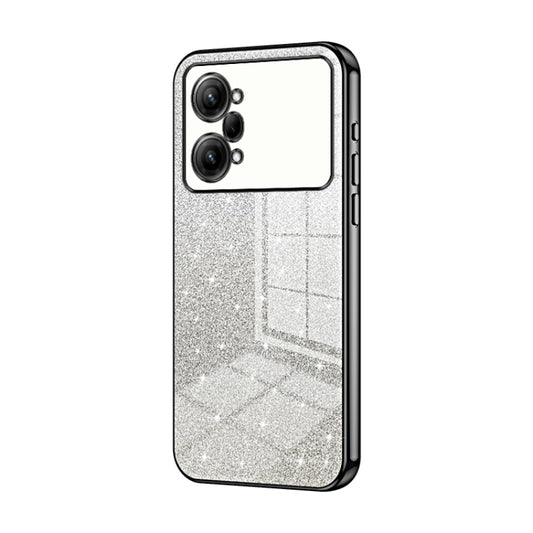 For OPPO K10 Pro Gradient Glitter Powder Electroplated Phone Case(Black) by buy2fix