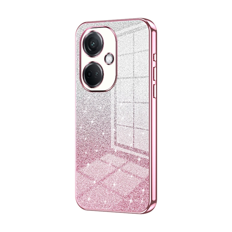 For OPPO K11 Gradient Glitter Powder Electroplated Phone Case(Pink) by buy2fix
