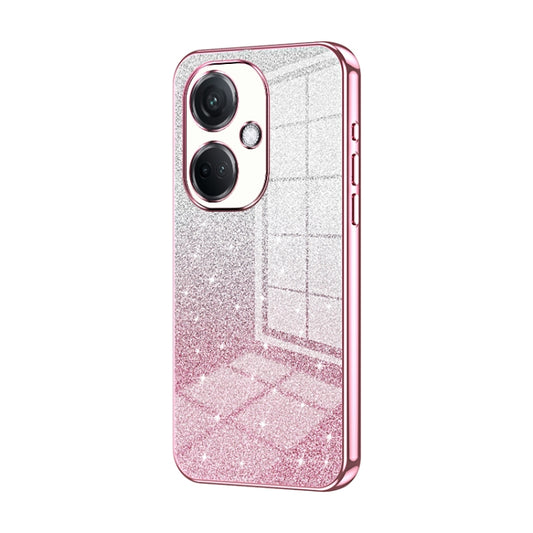 For OPPO K11 Gradient Glitter Powder Electroplated Phone Case(Pink) by buy2fix