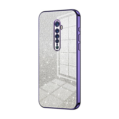 For OPPO Reno2 Gradient Glitter Powder Electroplated Phone Case(Purple) by buy2fix