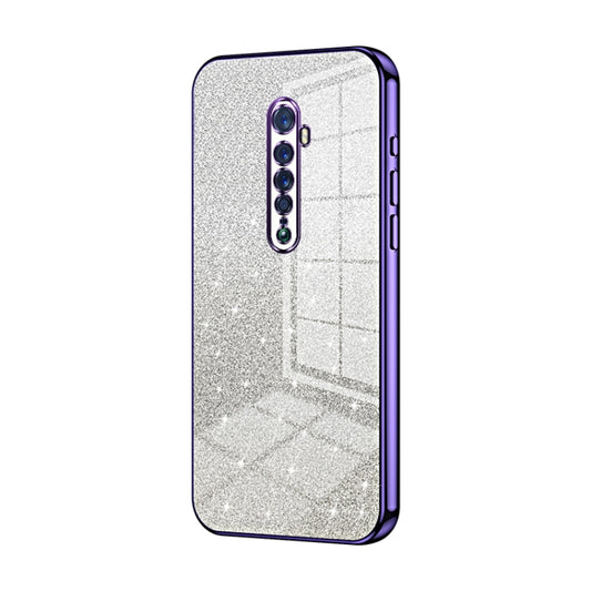 For OPPO Reno2 Gradient Glitter Powder Electroplated Phone Case(Purple) by buy2fix