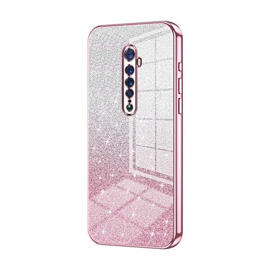 For OPPO Reno2 Gradient Glitter Powder Electroplated Phone Case(Pink) by buy2fix