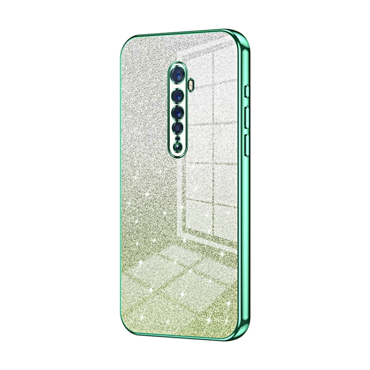 For OPPO Reno2 Gradient Glitter Powder Electroplated Phone Case(Green) by buy2fix