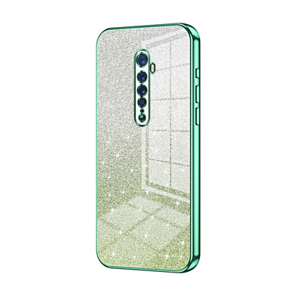 For OPPO Reno2 Gradient Glitter Powder Electroplated Phone Case(Green) by buy2fix