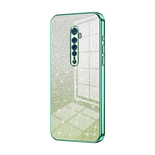For OPPO Reno2 Gradient Glitter Powder Electroplated Phone Case(Green) by buy2fix