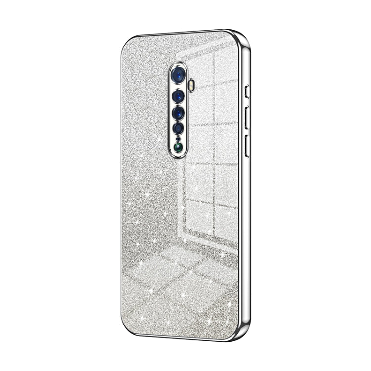 For OPPO Reno2 Gradient Glitter Powder Electroplated Phone Case(Silver) by buy2fix
