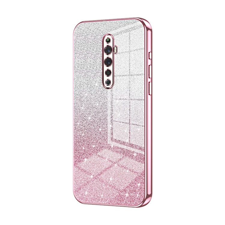 For OPPO Reno2 Z / Reno2 F Gradient Glitter Powder Electroplated Phone Case(Pink) by buy2fix