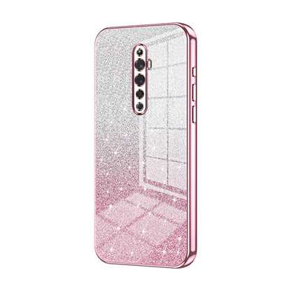 For OPPO Reno2 Z / Reno2 F Gradient Glitter Powder Electroplated Phone Case(Pink) by buy2fix