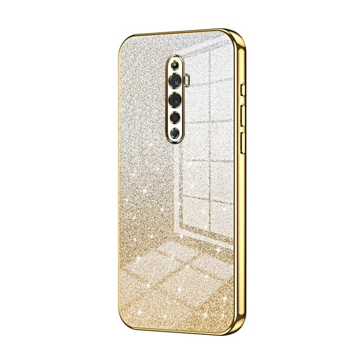 For OPPO Reno2 Z / Reno2 F Gradient Glitter Powder Electroplated Phone Case(Gold) by buy2fix