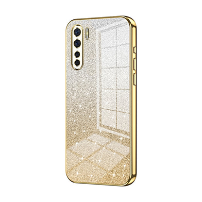 For OPPO Reno3 4G / F15 / A91 Gradient Glitter Powder Electroplated Phone Case(Gold) by buy2fix