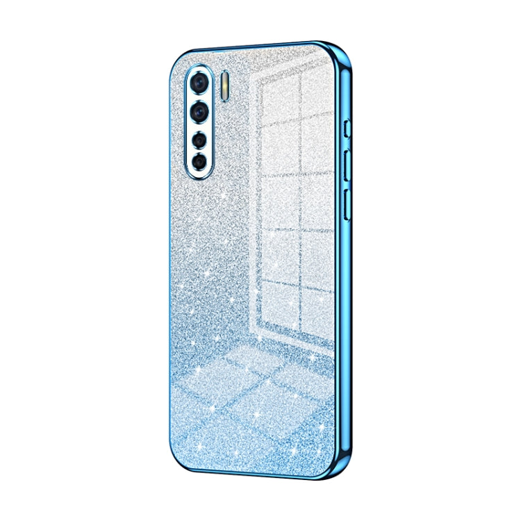 For OPPO Reno3 4G / F15 / A91 Gradient Glitter Powder Electroplated Phone Case(Blue) by buy2fix