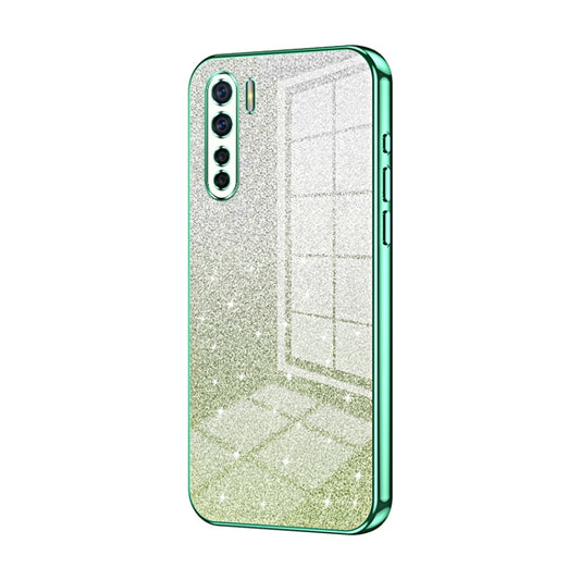 For OPPO Reno3 4G / F15 / A91 Gradient Glitter Powder Electroplated Phone Case(Green) by buy2fix