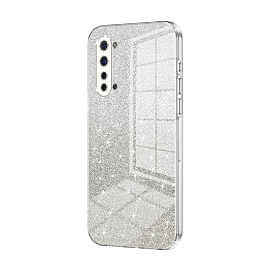 For OPPO Reno3 5G / Find X2 Lite Gradient Glitter Powder Electroplated Phone Case(Transparent) by buy2fix