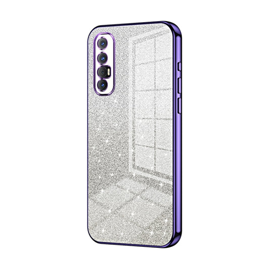 For OPPO Reno3 Pro Gradient Glitter Powder Electroplated Phone Case(Purple) by buy2fix