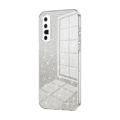 For OPPO Reno3 Pro Gradient Glitter Powder Electroplated Phone Case(Transparent) by buy2fix