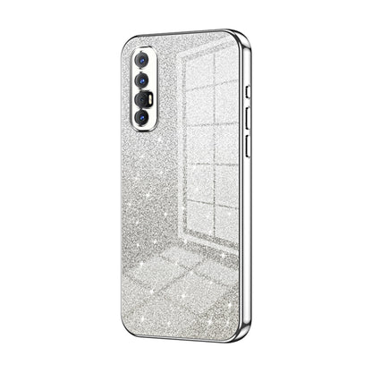 For OPPO Reno3 Pro Gradient Glitter Powder Electroplated Phone Case(Silver) by buy2fix